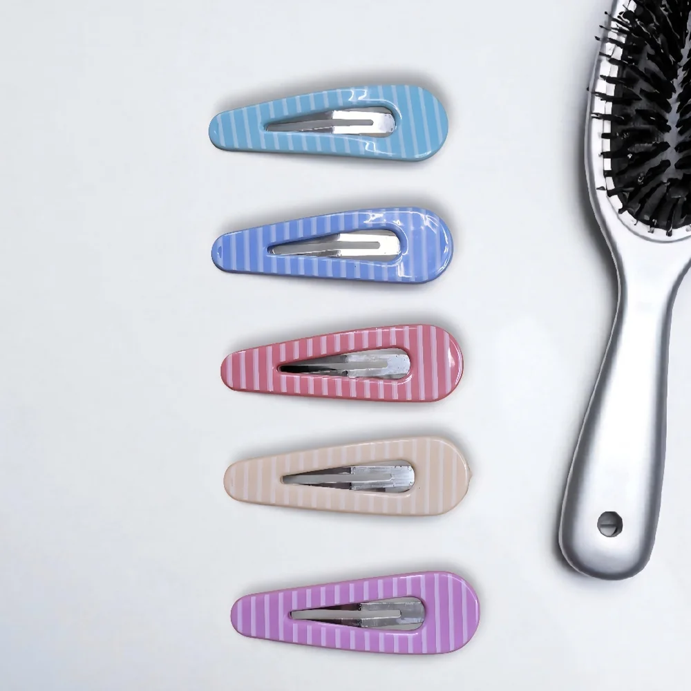 Set of 5 Stripe Hair Clip Set
